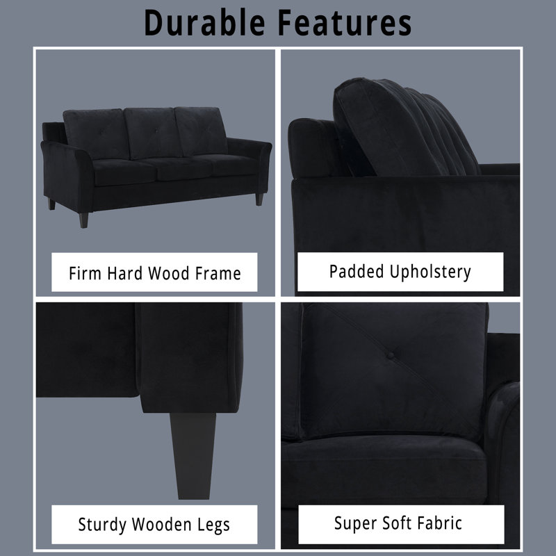 Red Barrel Studio® Jantjeline 3 Seater Sofa Button Tufted Upholstered Sofa Modern Couch Durable